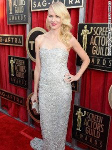 Naomi Watts in a stunning Marchesa gown at the 2013 Sag awards.