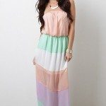 Multi Tone Strapless Maxi Dress