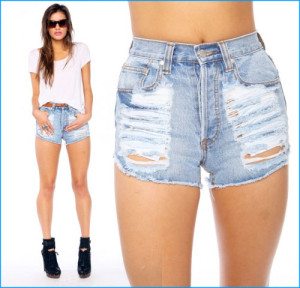 High waist torn shorts