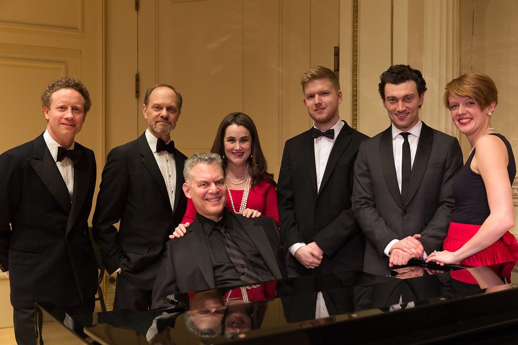 Steven Blier (seated) and the cast of NYFOS TOPSY TURVY Gala. Photo by Karli Cadel. 