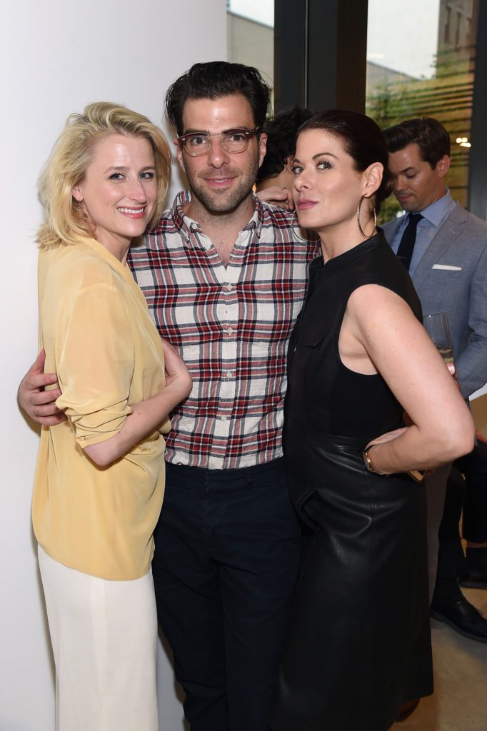 NEW YORK, NY - JUNE 01:  (L-R) Actors Mamie Gummer, Zachary Quinto, and Debra Messing attend as Cadillac celebrates the grand opening of "Cadillac House" on June 1, 2016 in New York City.  (Photo by Jamie McCarthy/Getty Images for Cadillac)