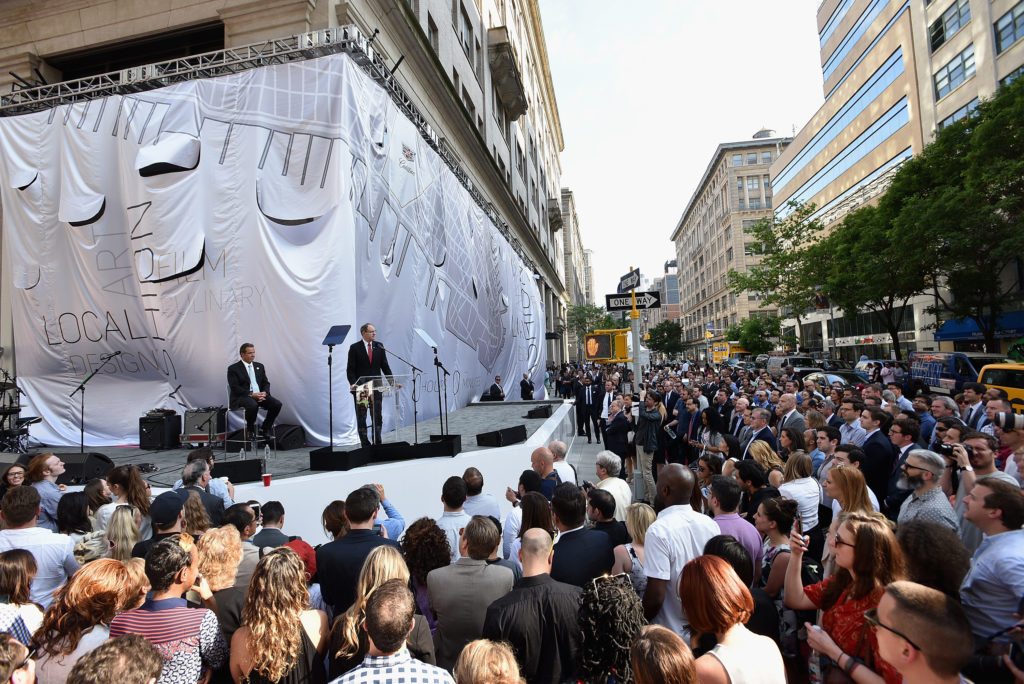 NEW YORK, NY - JUNE 01:  Governor of New York Andrew Cuomo (L) and Executive Vice President, General Motors, and President at Global Cadillac Johan de Nysschen speak onstage as Cadillac celebrates the grand opening of "Cadillac House" on June 1, 2016 in New York City.  (Photo by Bryan Bedder/Getty Images for Cadillac)